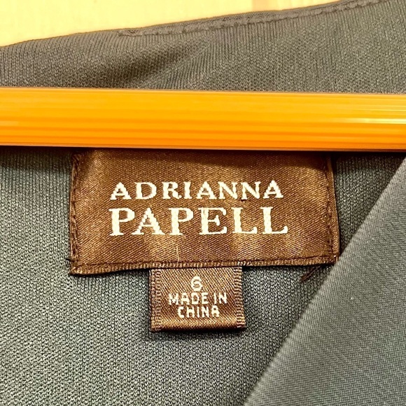 Adrianna Papell Teal Stretch Pleated Shutter VNeck 3/4 Sleeve Work Party Dress 6 - Picture 4 of 11